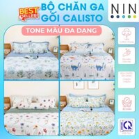 Bộ 5 món drap, áo gối kèm mền chần NIN Calisto màu mới 2023 nhiều kích cỡ cho nệm 1m6, 1m8 x2m