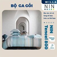 Bộ 5 món ga áo gối NIN House Tencel 800 Willa mát lạnh ga giường 1m6x2m, 1m8x2m, 2mx2m2 mật độ sợi tencel 60s