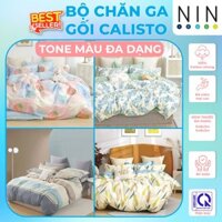 Bộ 5 món ga giường, áo gối kèm mền NIN Calisto 2024 size nệm 1m6, 1m8 x 2m chất liệu cotton