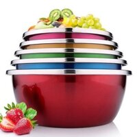 Bộ 5 Món Inox, Bộ Chậu Rửa Bát Nhà Bếp Dày Hình Tròn Màu, Chậu Rửa Bát, Trứng Và Chậu