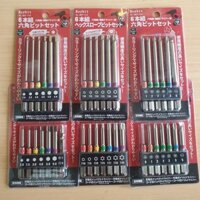 Bộ 5 mũi bắn vít ph2, lục giác, hoa thị dài 65mm-100mm thép trắng có từ tính,