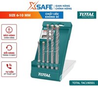 Bộ 5 mũi khoan bê tông TOTAL TAC190501 5 mũi khoan đuôi trơn phủ lớp titanium chống mài mòn, gỉ sét, chịu lực chịu nhiệt