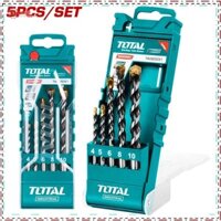 Bộ 5 mũi khoan đa năng đuôi trơn 2 cạnh Total siêu bén siêu cứng sz 4-10mm, mũi khoan sắt, gỗ, kính