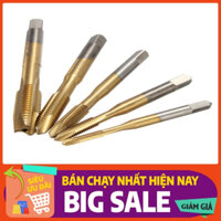 Bộ 5 Mũi khoan taro cắt ren, tạo ren xoắn M3 - M8 từ thép phủ Titan chống gỉ
