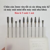Bộ 5 mũi mài hợp kim Tungsten cốt 2mm - mũi mài khắc hợp kim cán 2mm - mũi chạm khắc