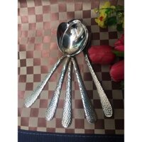 Bộ 5 muỗng (thìa) (muôi) ăn cơm inox 304 cán da trăng sang trọng dài 17 x 4cm ngang