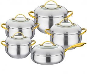 Bộ 5 nồi chảo inox 304 đế từ 3 lớp Taka TKC05A