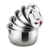 BỘ 5 NỒI INOX KHÔNG QUAI NHIỀU SIZE DÙNG BẾP TỪ TIỆN LỢI.