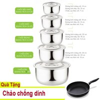 Bộ 5 nồi inox Mishio sử dụng được bếp từ - Tặng chảo chống dính