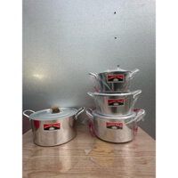 Bộ 5 nồi nhôm cty TÂN ĐỨC THÀNH DÁY BẰNG 16cm 18cm 20cm 22cm 24cm cao cấp có lớp chống oxi hoá chuẩn hãng