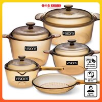 Bộ 5 nồi thủy tinh Visions VS-339 (1L, 2.25L, 3.25L, 5L, 23cm)