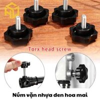 Bộ 5 Núm vặn nhựa bóng | Núm vặn tay bông mai nhựa ren M5 M6 M8