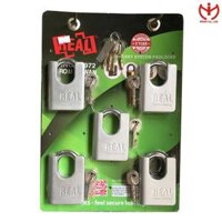 Bộ 5 ổ khóa chống cắt REAL AC 65 thân kẽm rộng 65mm chìa chủ Master Key - MSOFT - Bạc AC 65-01