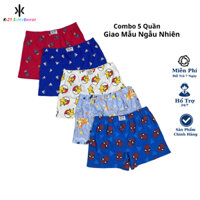 Bộ 5 Quần Ngủ Nam - Quần short đùi nam Q&P Họa Tiết mặc nhà 100%cotton Thoáng Mát Dễ Chịu Nhiều Màu K-21