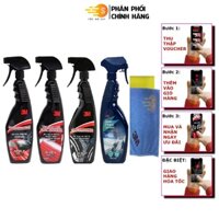 Bộ 5 sản phẩm 3M chai xịt bảo dưỡng nội thất, lốp xe, bóng sơn, nước rửa kính và khăn lau chuyên dụng