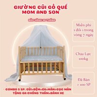 (Bộ 5 SP Tặng 2 SP) Giường Cũi Trẻ Em MOM AND SON Gỗ Quế Xuất Khẩu Màu Tự Nhiên-An Toàn Cho Mẹ Và Bé Bảo Hành 24 Tháng