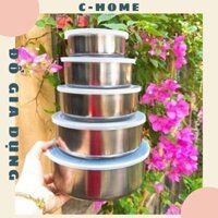 Bộ 5 thố INOX có nắp đậy - bát inox - bát inox có nắp - Thố inox - An toàn