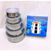 Bộ 5 Thố Inox Có Nắp – Silver