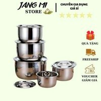 Bộ 5 Thố Inox Không Quai Có Nắp Đậy Đủ Size Từ 16-24cm Cao Cấp My Home Dùng Được Trên Bếp Từ Gia Dụng Giá Sỉ