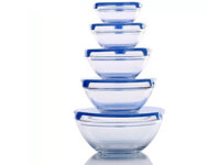 Bộ 5 thố thủy tinh có nắp đậy cao cấp