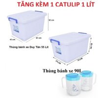 BỘ 5 Thùng nhựa Duy Tân có bánh xe SIZE 55L - (748)- SIZE 90L,- TẶNG KÈM CA TULIP 1L