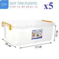 Bộ 5 Thùng Nhựa Duy Tân Trong Suốt 30 Lít 57 x 38 x 21 cm No.H117