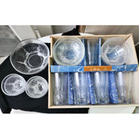 Bộ 5 Tô To, 5 Chén Cơm, 4 Chén mắm, 5 Ly Hàng Hiệu Thủy Tinh Đúc Của Nhật Siêu Dày