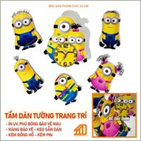 Bộ 5 tranh dán tường sẵn keo, kèm đồng hồ - MINION ĐÁNG IU - Decor nhà