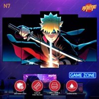 Bộ 5 tranh ghép Naruto tráng gương Fomex có băng keo dán tường, tranh Naruto decor phòng gaming