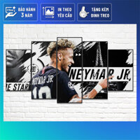 Bộ 5 Tranh treo tường cầu thủ bóng đá NEYMAR kèm khung composite VIRTY Tranh Canvas decor phòng ngủ, phòng làm việc