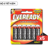 Bộ 5 VỈ PIN EVEREADY SUPER DUTY 1215 BP4+2 AA - Ecopin
