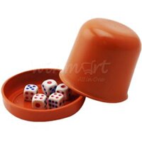 Bộ 5 viên xúc xắc/ xí ngầu kèm cốc nhựa có nắp