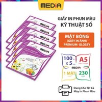 Bộ 5 Xấp Giấy In Ảnh Media 1 Mặt Bóng A5 230gsm 100 tờ x 5