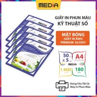 Bộ 5 Xấp Giấy In Ảnh Media 1 Mặt Bóng A4 180gsm 50 Tờ x 5