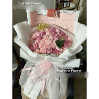 BÓ 50 BÔNG HOA SÁP(PHẤN,NUDE)MIX HẠT NGỌC (XỐP HÀN K NHĂN)TẶNG KẸP,THIỆP,CHỮ