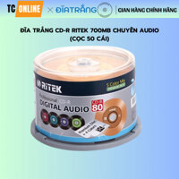 Bộ 50 cái đĩa trắng CD-R Ritek Audio 700MB (5 màu, kiểu tương tự đĩa phono)