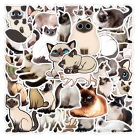 Bộ 50 Miếng Dán Trang Trí Tủ Lạnh / Điện Thoại Chống Thấm Nước Thay Đổi Màu graffiti Hình Mèo Dễ Thương