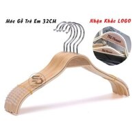 Bộ 50 móc gỗ treo quần áo trẻ em, móc gỗ ép 32cm