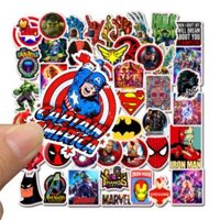 Bộ 50 Sticker dán Macbook, Vali, Mũ bảo hiểm, Điện thoại, Laptop chủ đề DC – Marvel
