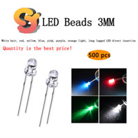 Bộ 500 Đèn led Diode F3 Ánh Sáng Trắng / Đỏ / Xanh Lá / Xanh Lá / Hồng / Trắng / Cam / Trắng Ấm Thiết Kế Chân Dài Tiện Dụng