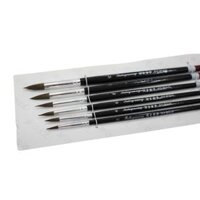Bộ 6 Bút vẽ đầu nhọn cán đen chất liệu lông sói chuyên vẽ nhũ vàng, keo dát vàng trên các chất liệu