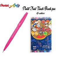 Bộ 6 Bút Viết Thư Pháp Pentel Fude Touch Brush Sign Pen New colour SES15C Màu Cơ Bản - Màu Pastel