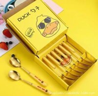 BỘ 6 CÁI MUỖNG INOX HÌNH VỊT CON VÀNG ĐÁNG YÊU
