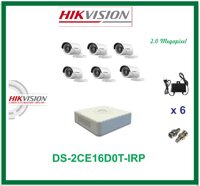 BỘ 6 CAMERA HIKVISION DS-2CE16D0T-IRP 2.0 MEGAPIXEL