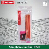 Bộ 6 cây bút chì gỗ STABILO pencil 160 (có gôm) (cam) + gôm Conqueror 1193C + chuốt ExamGrade 4538C (hồng)