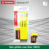 Bộ 6 cây bút chì gỗ STABILO Schwan 317 + tẩy ER198 + chuốt chì PS4538 (PC317-C6S+)