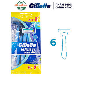 Bộ 6 cây dao cạo râu 2 lưỡi Gillette Blue II Plus