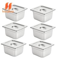 Bộ 6 Chảo Hấp Bằng Thép Không Gỉ Có Nắp Cỡ 1 / 6 4 inch 18 / 8