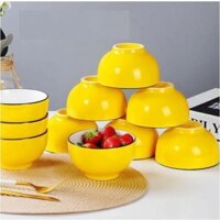 bộ 6 chén sứ 11.5cm vàng - bộ 10 chén sứ 11.5cm vàng