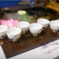 Bộ 6 chén sứ uống trà, dành cho người bán chuyên nghiệp, hoạ tiết chú tiểu.
